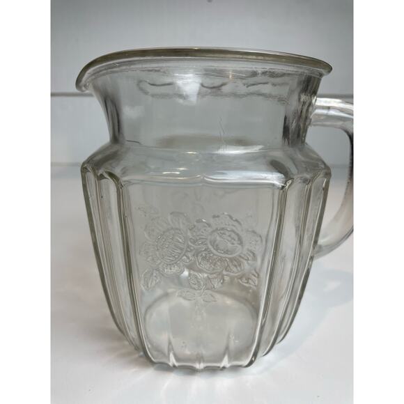 Vintage Anchor Hocking Mayfair Clear Glass Sunflower Open Juice Pitcher 37oz - Picture 4 of 13